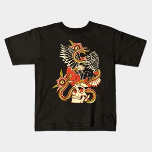 Snake eagle and skull Kids T-Shirt